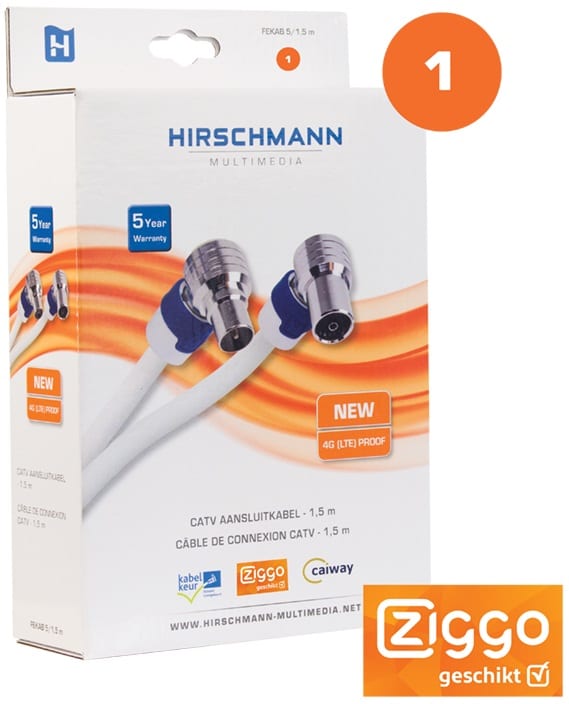 Hirschmann Fekab 5 1,5 m. - verpakking - TV accessoire