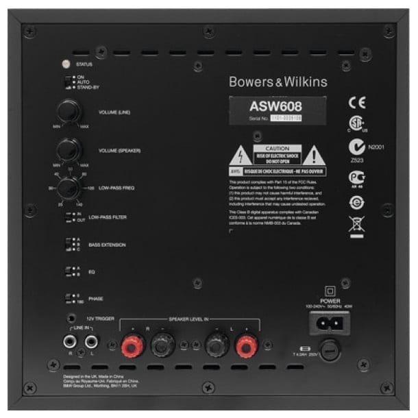 Bowers & Wilkins ASW608 wit - achterkant - Subwoofer