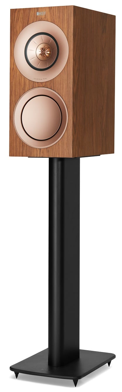 KEF R3 walnoot - op standaard - Boekenplank speaker