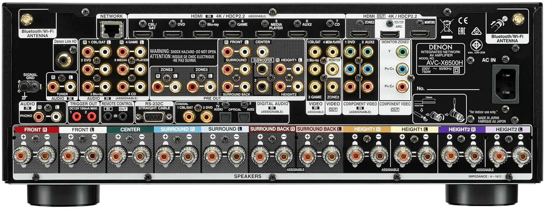 Denon AVC-X6500H zwart - achterkant - AV Receiver