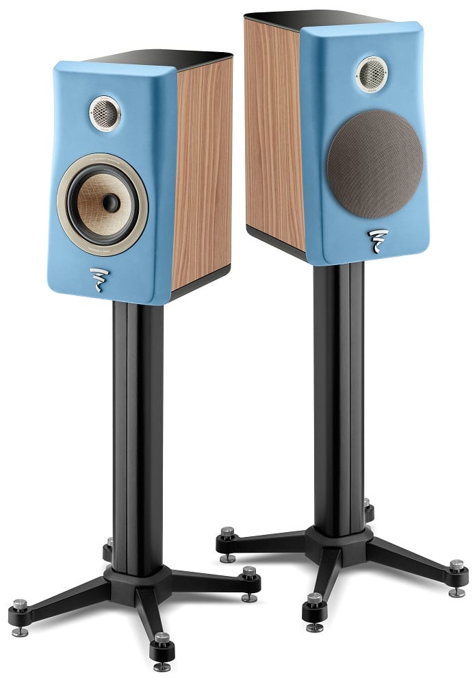Focal Kanta N°1 walnut mat / blue mat - paar op standaard - Boekenplank speaker