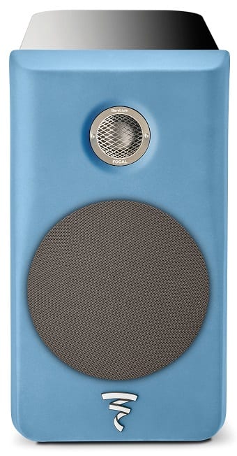 Focal Kanta N°1 walnut mat / blue mat - frontaanzicht met grill - Boekenplank speaker