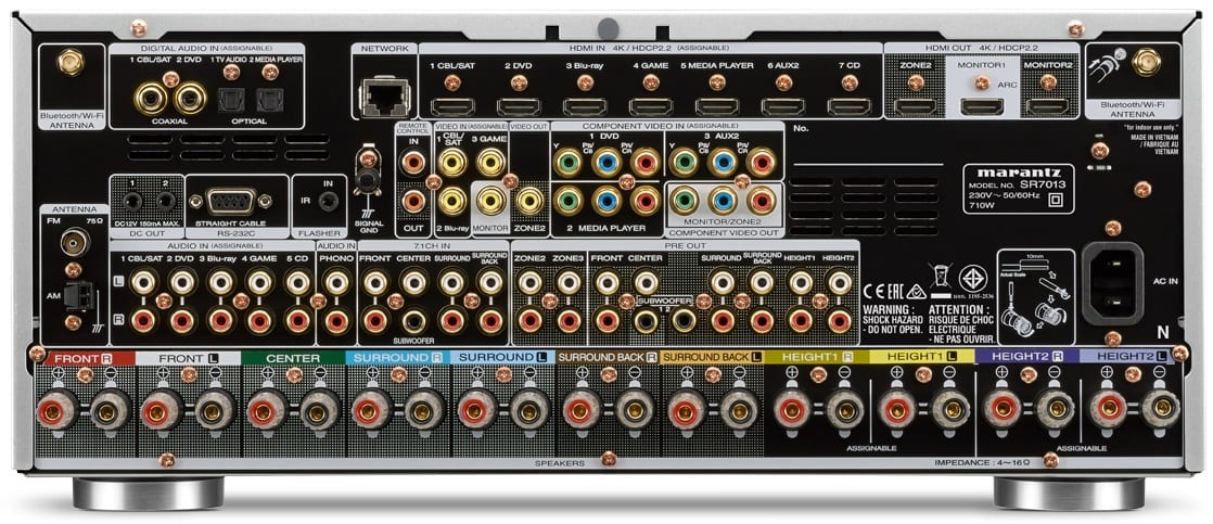 Marantz SR7013 zilver/goud - achterkant - AV Receiver