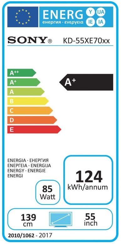 Sony KD-55XE7096 - energielabel - Televisie