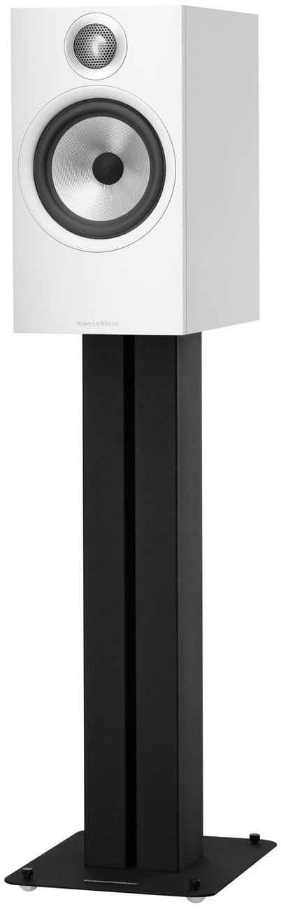 Bowers & Wilkins 606 wit - zijaanzicht zonder grill op standaard - Boekenplank speaker