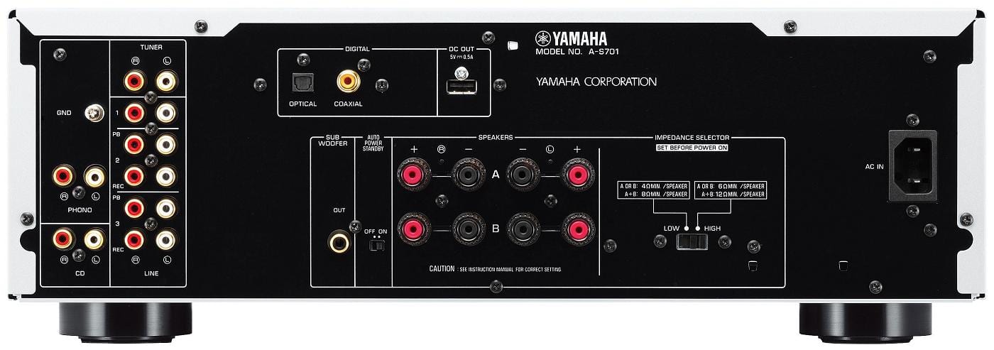 Yamaha A-S701 zwart - achterkant - Stereo versterker