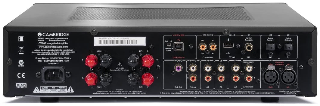 Cambridge Audio CXA80 zwart - achterkant - Stereo versterker