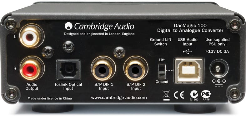 Cambridge Audio DacMagic 100 zwart - achterkant - DAC