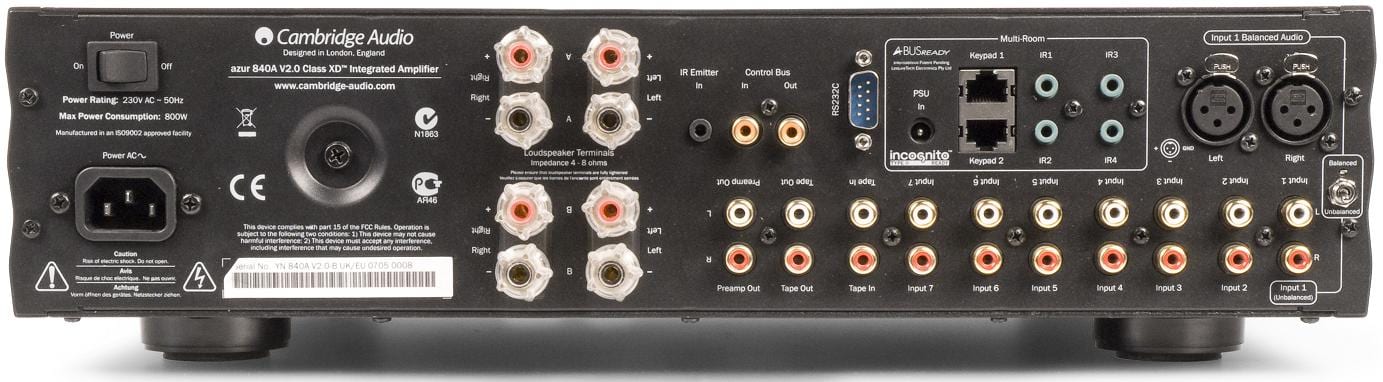 Cambridge Audio Azur 840A V2 zwart - achterkant - Stereo versterker