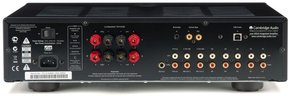 Cambridge Audio Azur 651A zilver - achterkant - Stereo versterker