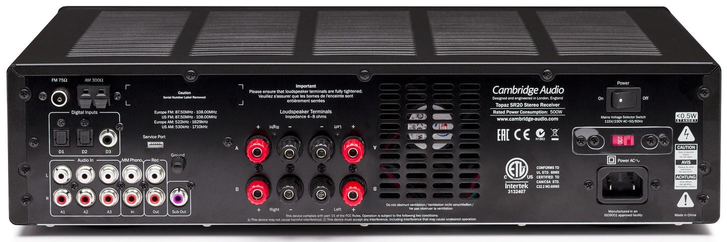 Cambridge Audio Topaz SR20 zwart - achterkant - Stereo receiver