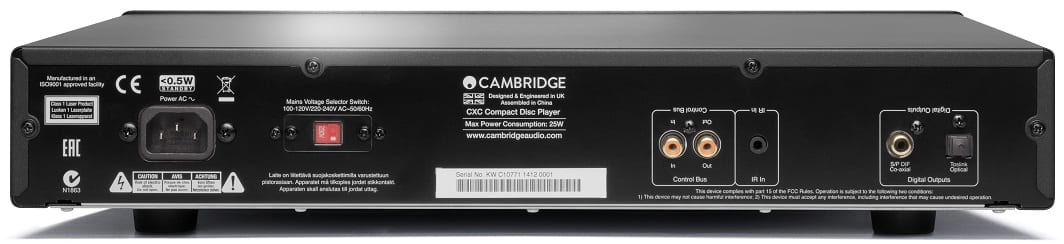 Cambridge Audio CXC zwart - achterkant - CD speler
