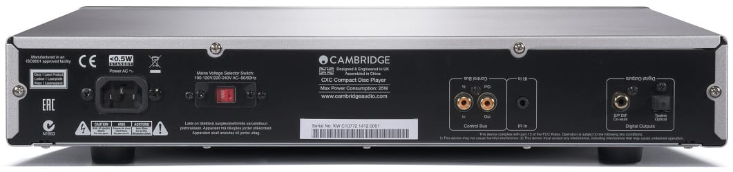 Cambridge Audio CXC zilver - achterkant - CD speler