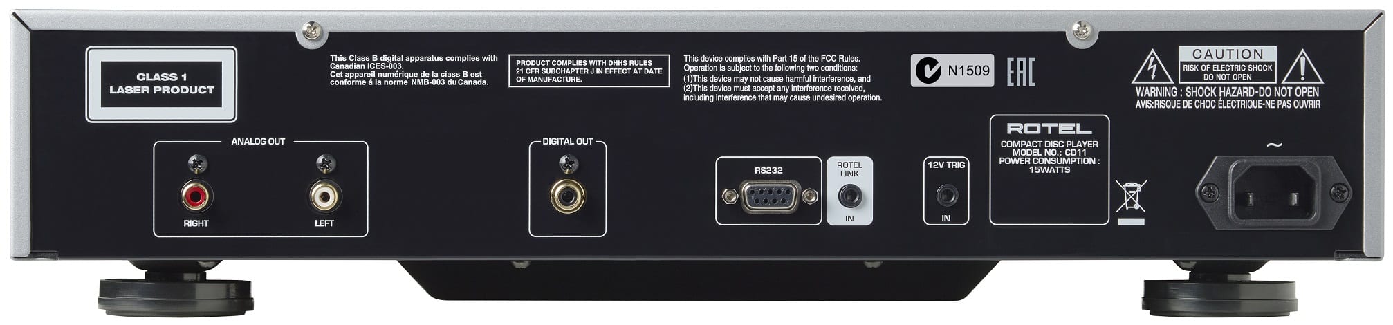 Rotel CD-11 zwart - achterkant - CD speler