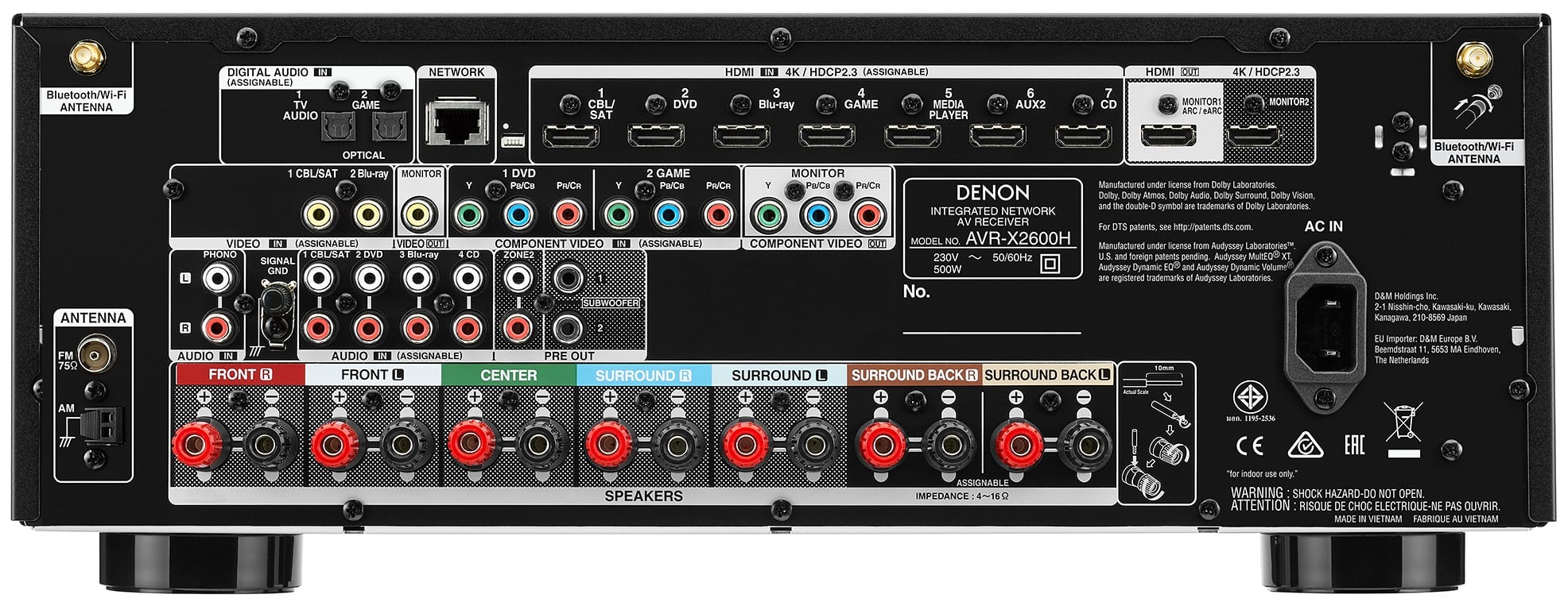 Denon AVR-X2600H zwart - achterkant - AV Receiver