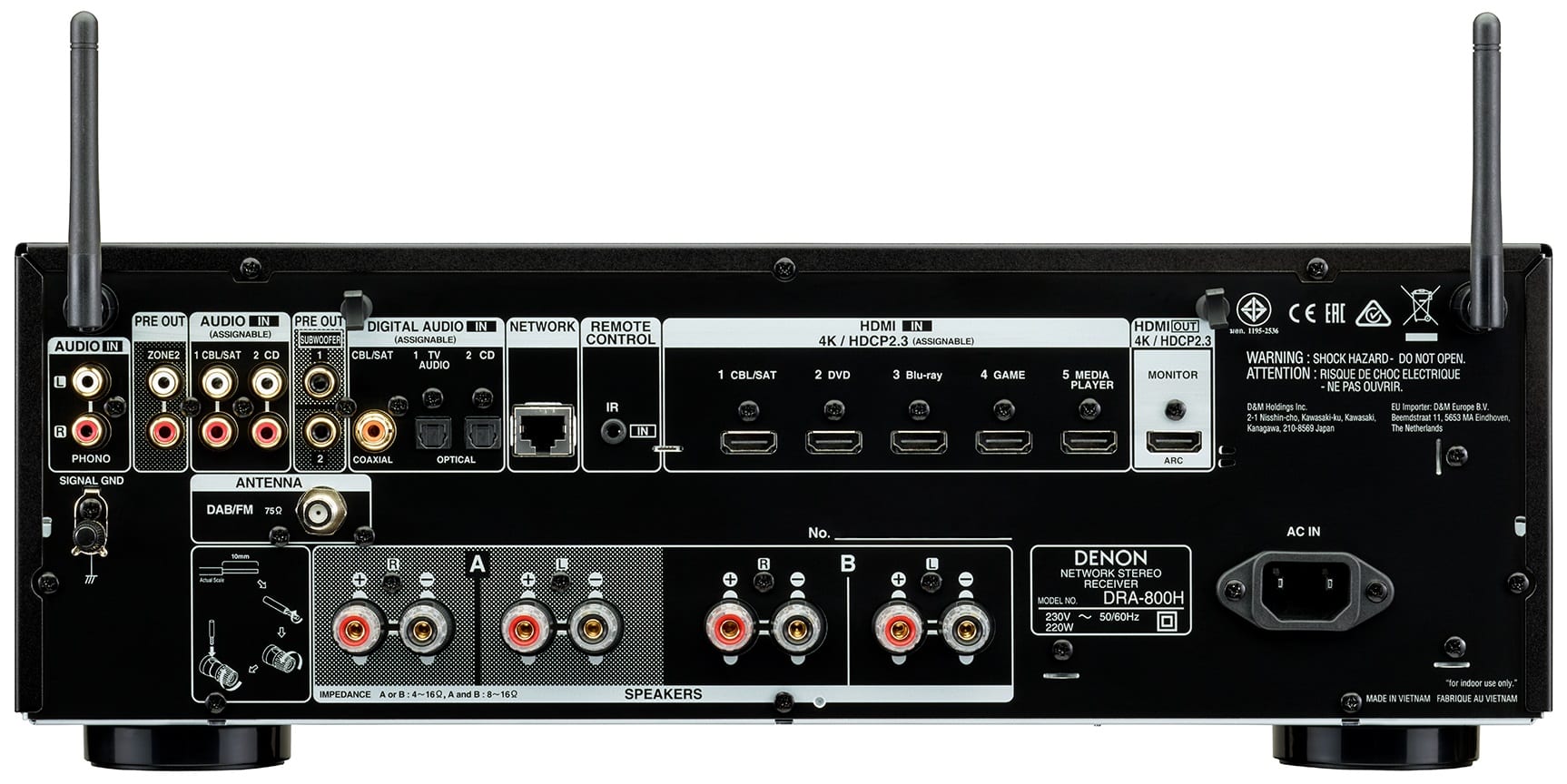 Denon DRA-800H zilver - achterkant - Stereo receiver