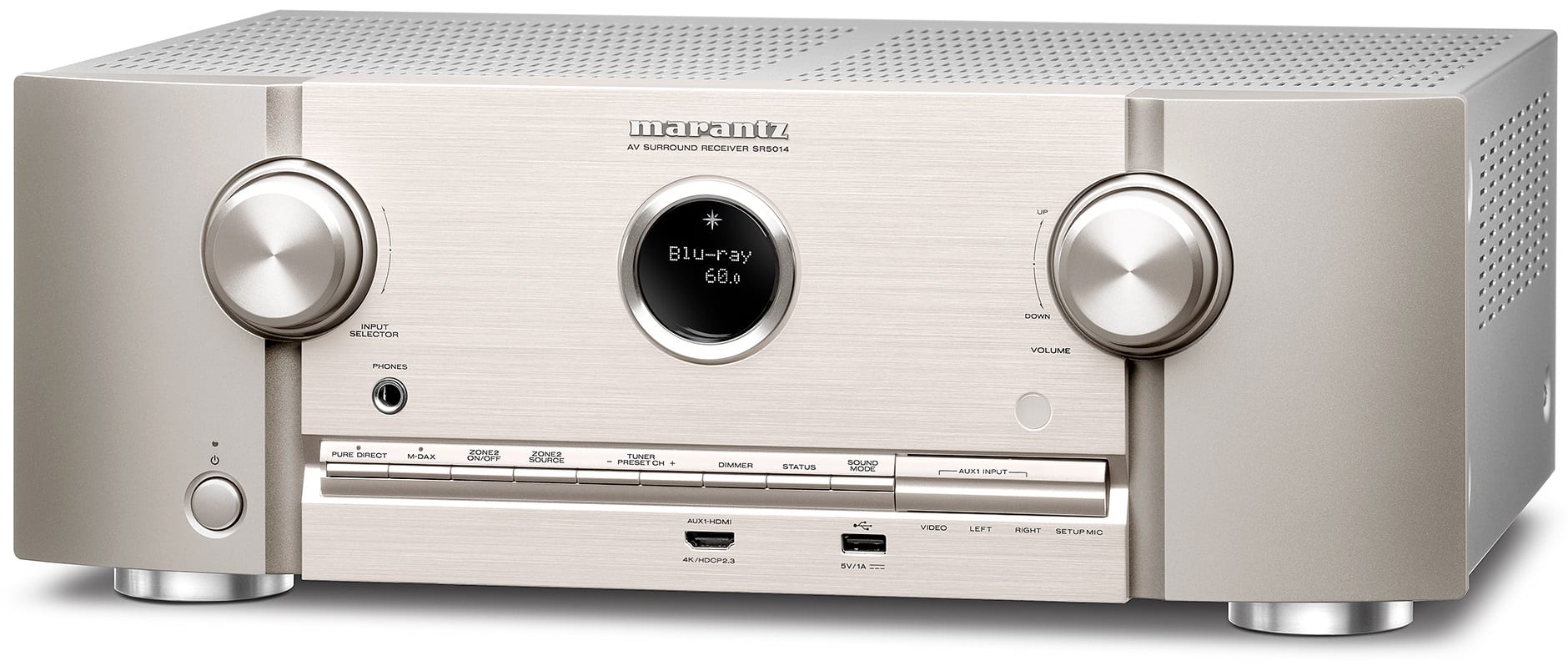 Marantz SR5014 zilver/goud - zij frontaanzicht - AV Receiver