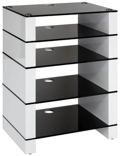 Blok STAX 810 wit / zwart glas - Audio meubel