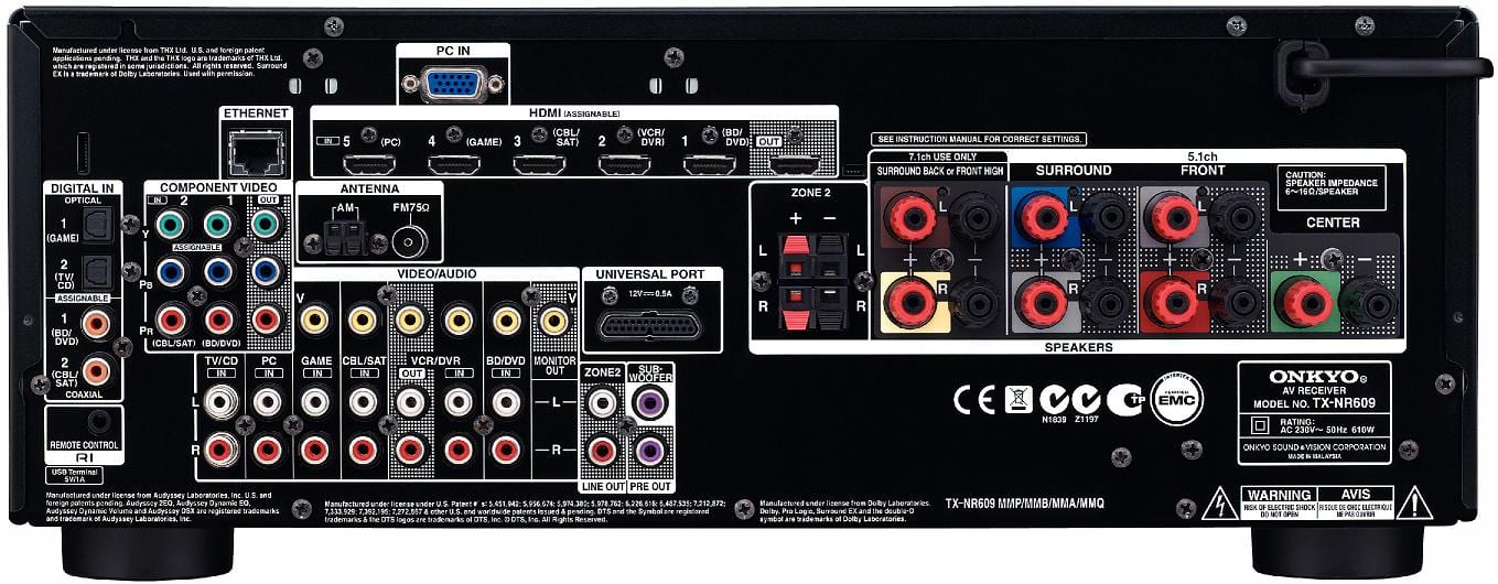 Onkyo TX-NR609 zilver - achterkant - AV Receiver