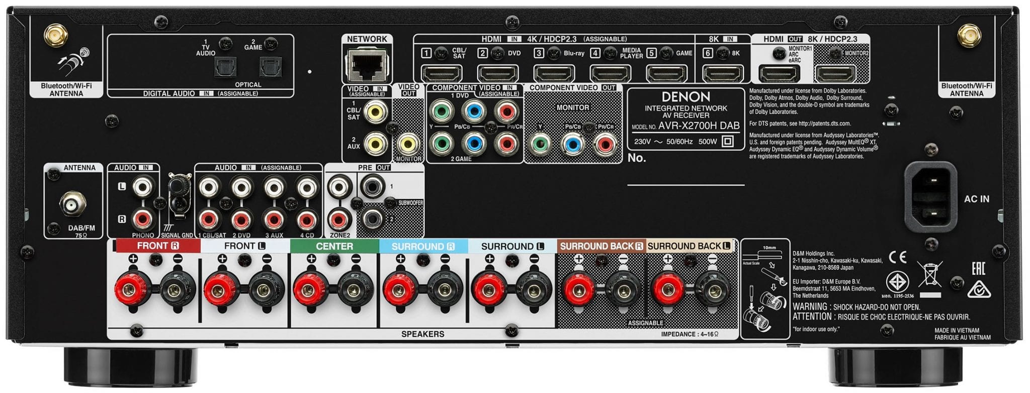 Denon AVR-X2700H DAB zwart - achterkant - AV Receiver