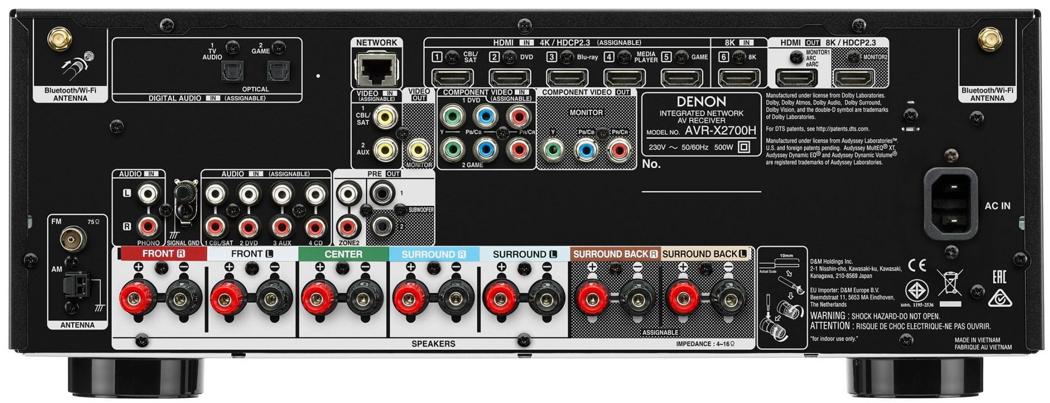 Denon AVR-X2700H zwart - achterkant - AV Receiver