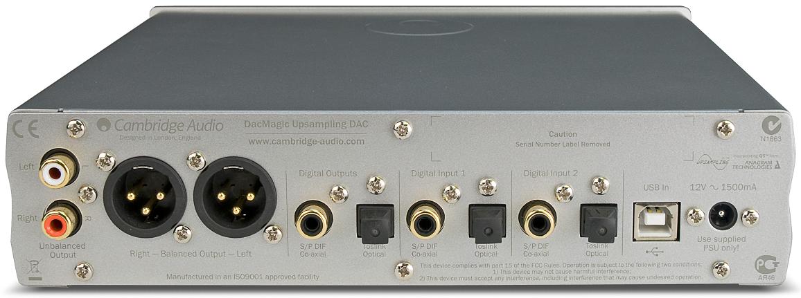 Cambridge Audio DacMagic zilver - achterkant - DAC
