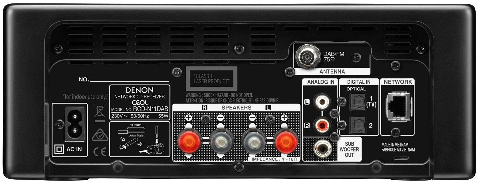 Denon Ceol RCD-N11DAB zwart - achterkant - Stereo receiver