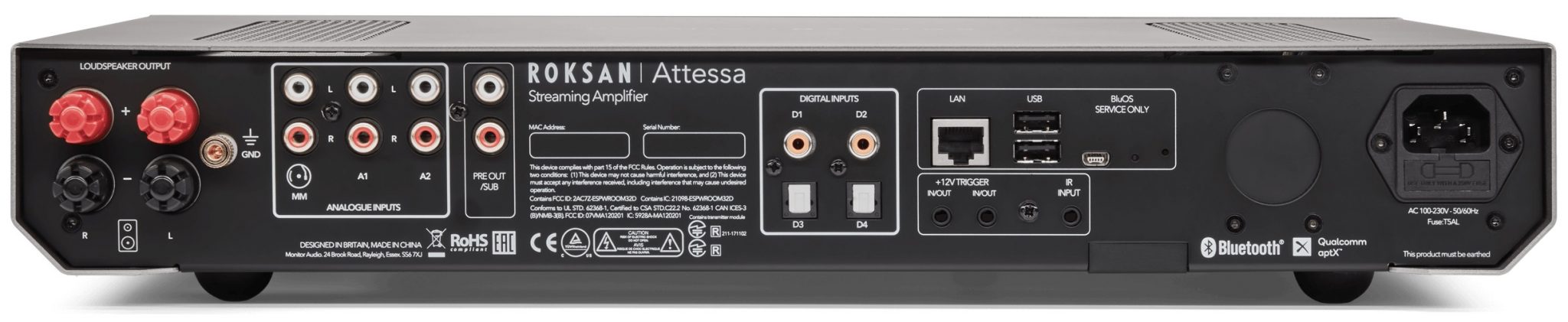 Roksan Attessa Streaming Amp zwart - achterkant - Stereo receiver
