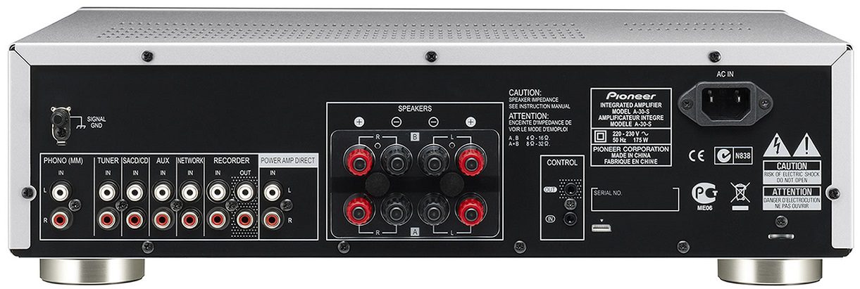 Pioneer A-30 zilver - achterkant - Stereo versterker