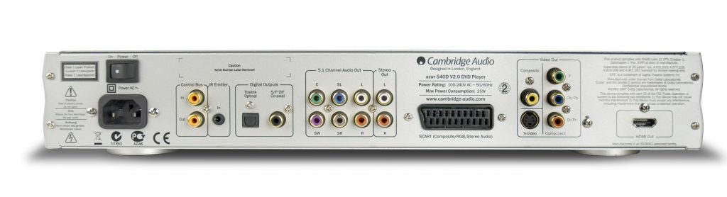 Cambridge Audio 540D V2 zwart - achterkant - DVD speler