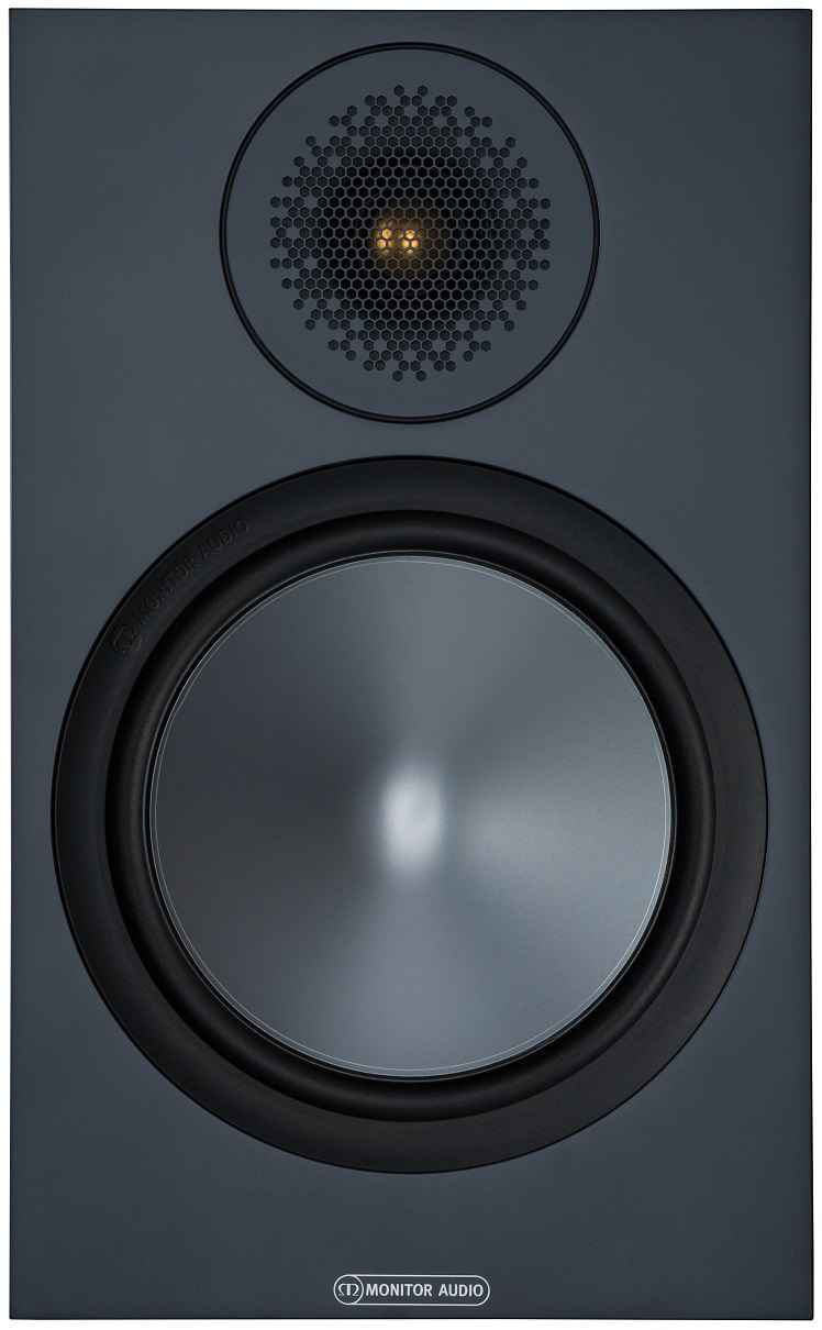Monitor Audio Bronze 100 zwart - frontaanzicht zonder grill - Boekenplank speaker