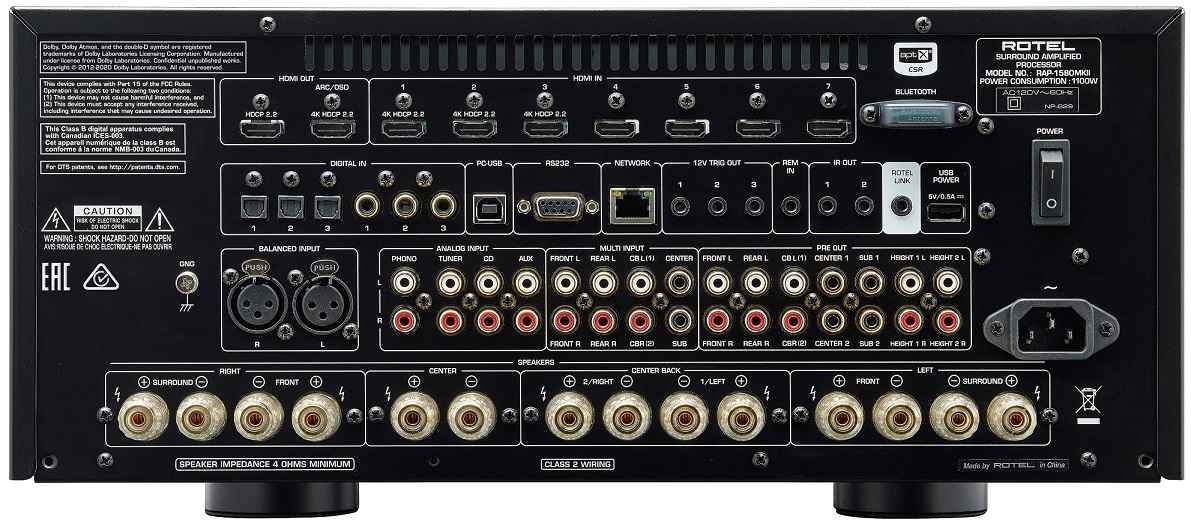 Rotel RAP-1580MKII zilver - achterkant - AV Receiver