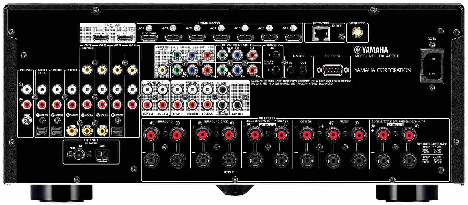 Yamaha RX-A2050 titaan - achterkant - AV Receiver