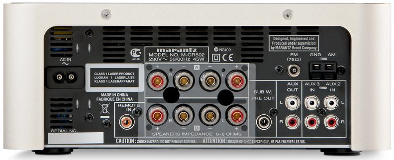 Marantz M-CR502 zilver/goud - achterkant - Stereo receiver
