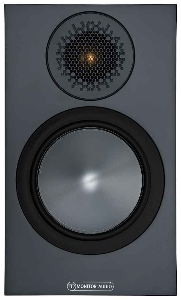 Monitor Audio Bronze 50 zwart - frontaanzicht zonder grill - Boekenplank speaker