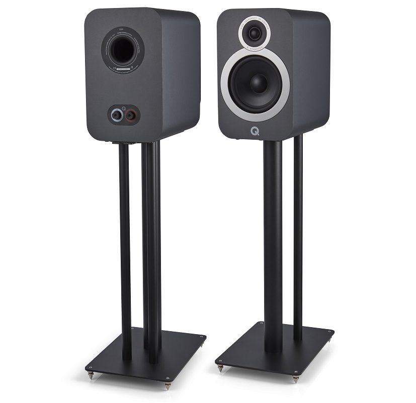 Q Acoustics 3030i grijs - paar op standaard - Boekenplank speaker