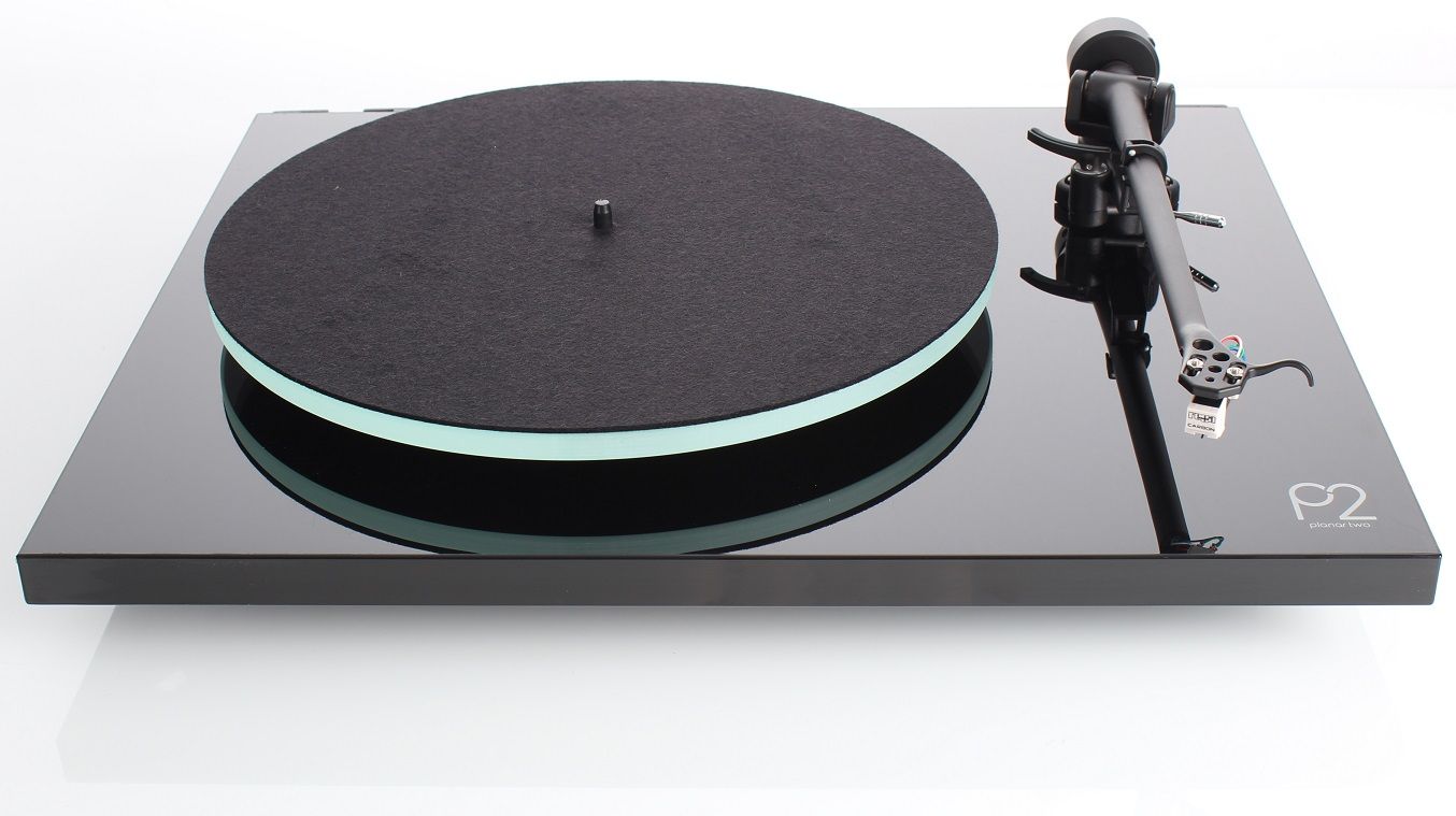 Rega Planar 2 Elys2 zwart hoogglans - frontaanzicht - Platenspeler