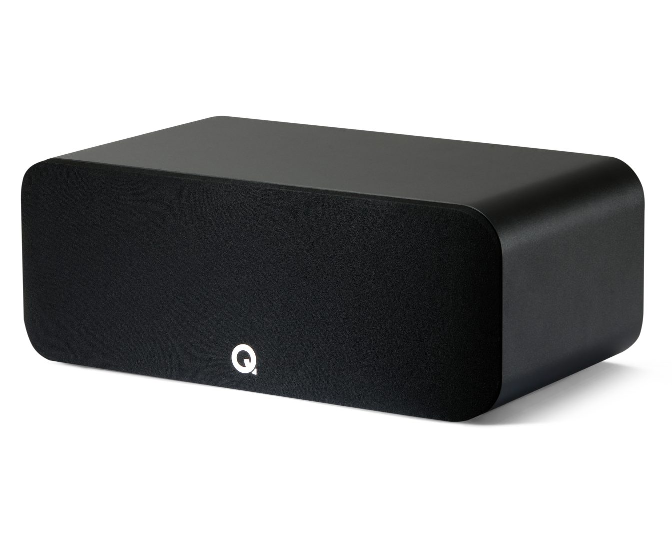 Q Acoustics 5090 zwart - zij frontaanzicht met grill - Center speaker