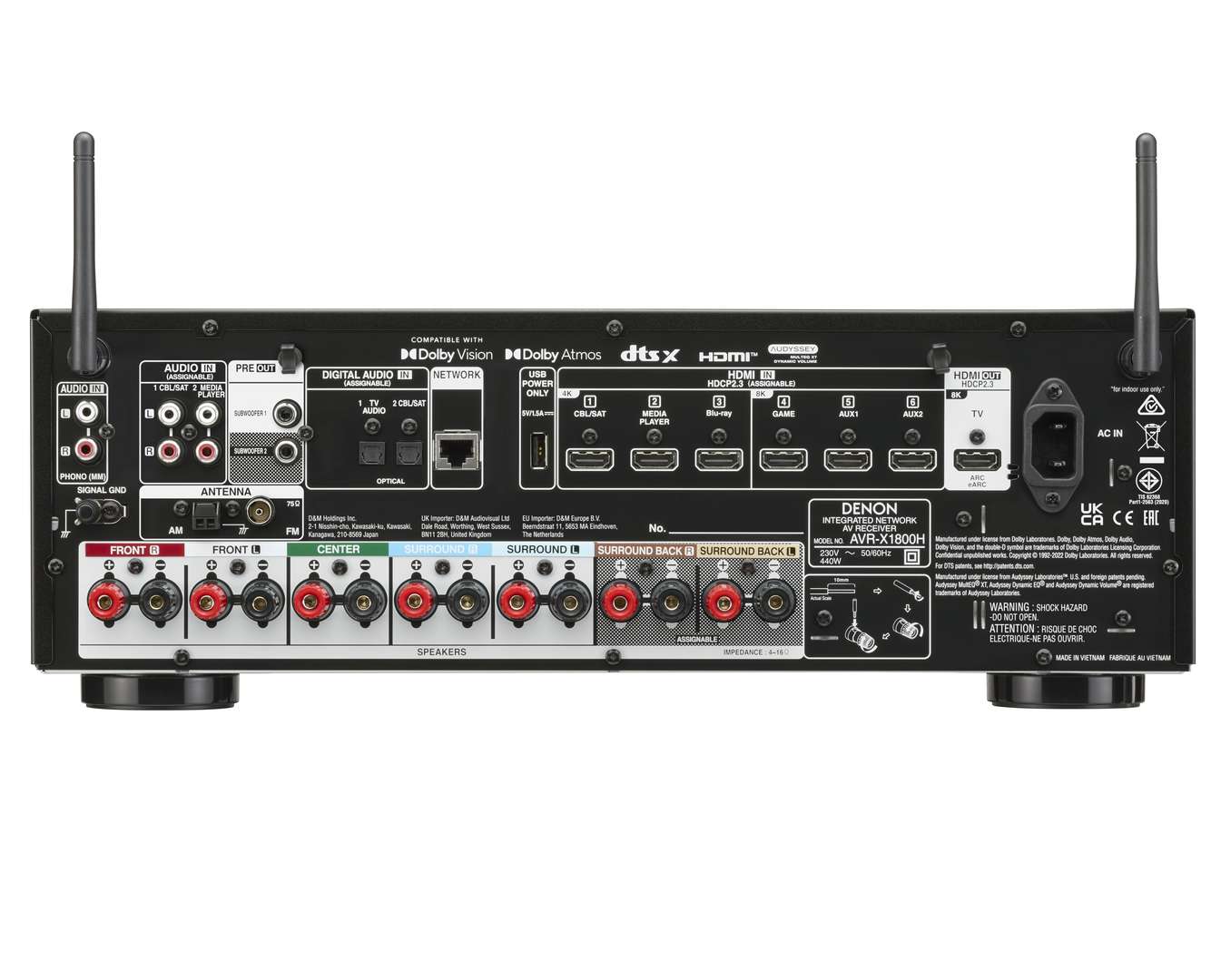 Denon AVR-X1800H zwart - achterkant - AV Receiver