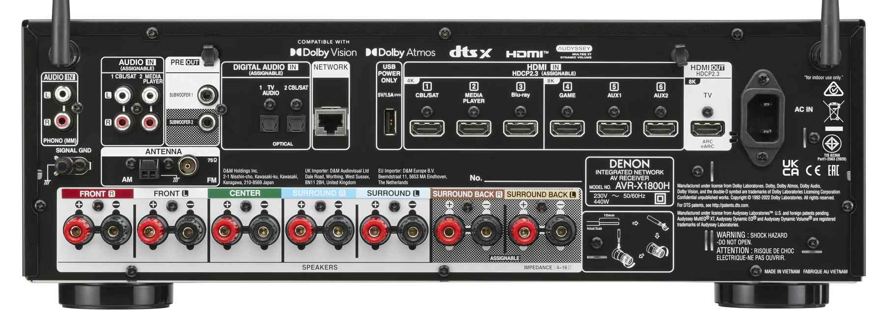 Denon AVR-X1800H zwart - achteraanzicht - AV Receiver