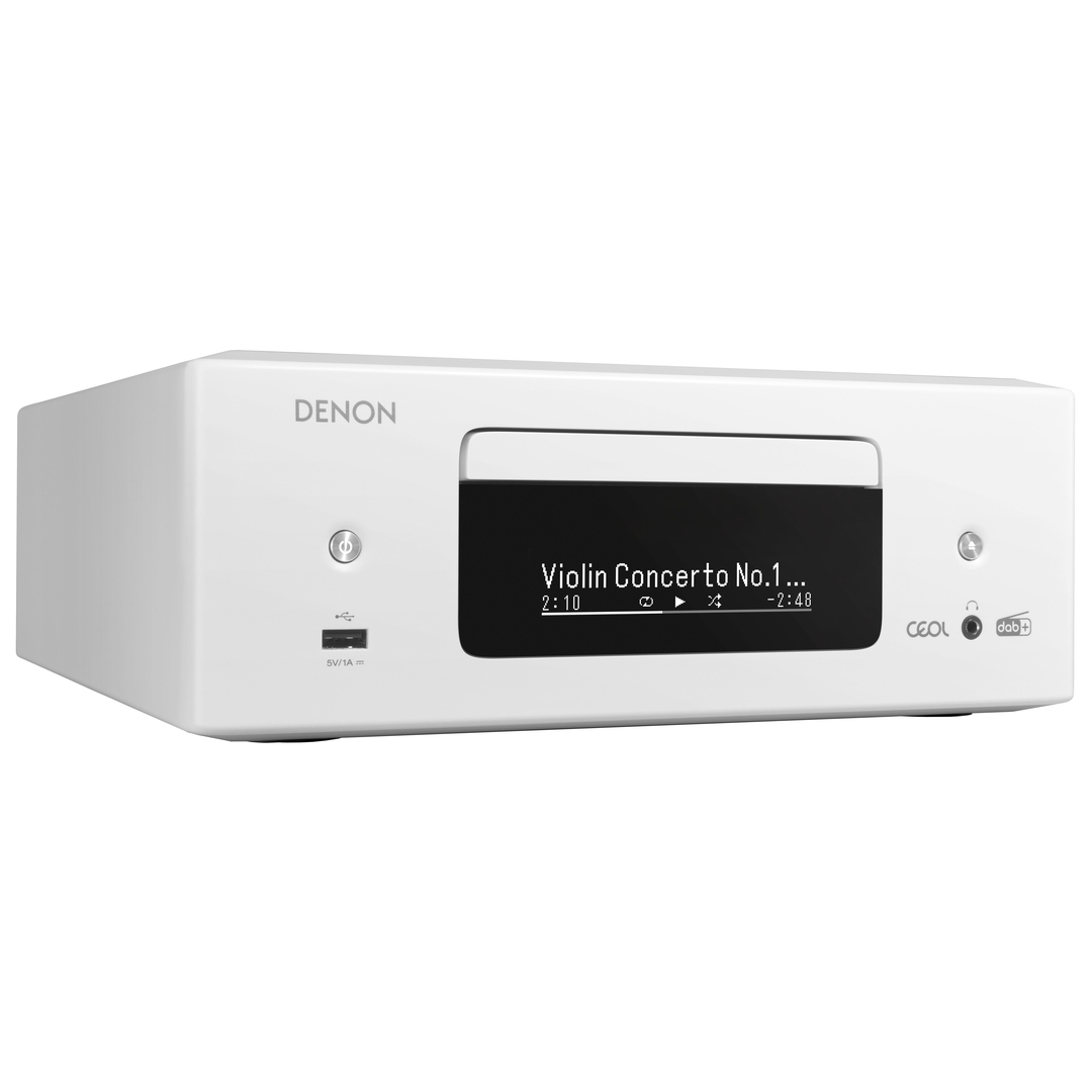 Denon Ceol RCD-N12DAB wit - zij frontaanzicht - Stereo receiver