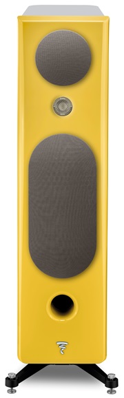 Focal Kanta N°3 black hg / yellow hg - frontaanzicht met grill - Zuilspeaker