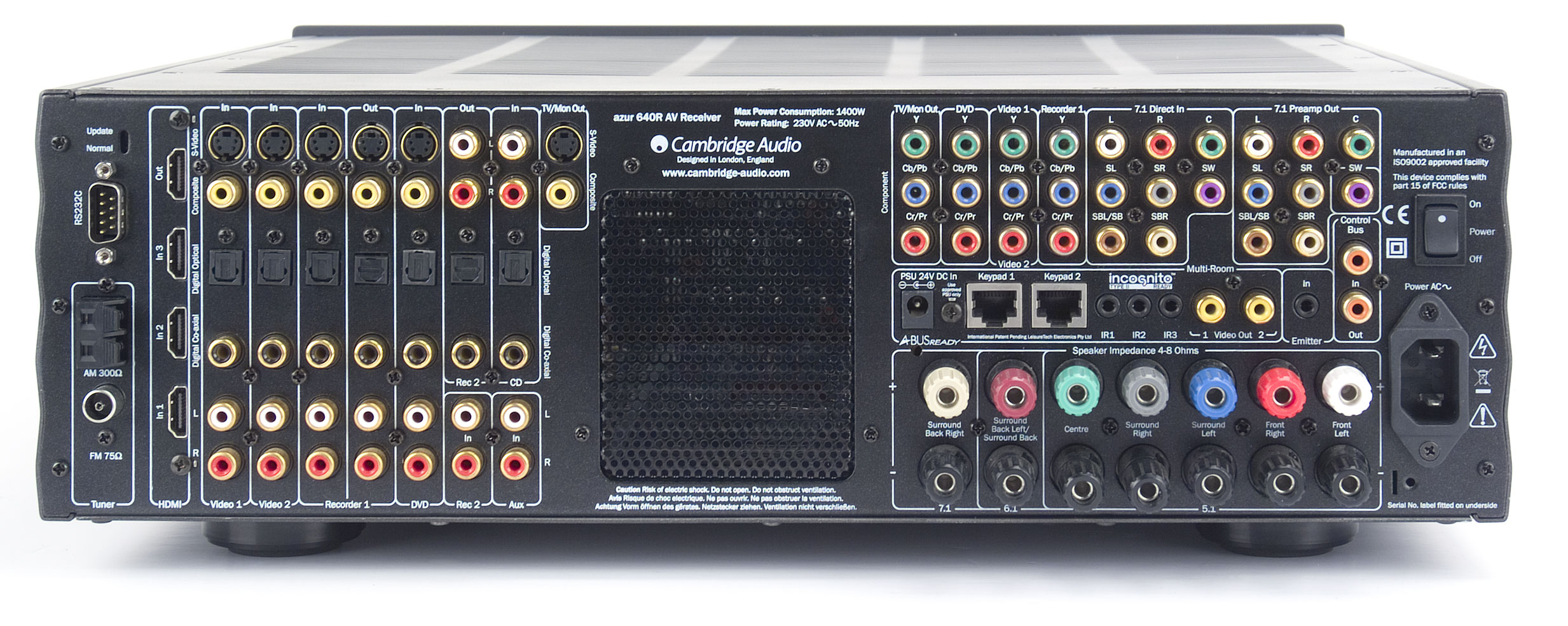 Cambridge Audio 640R zilver - achterkant - AV Receiver