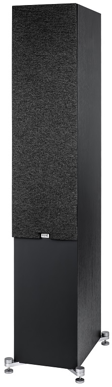 Elac Debut 3.0 DF63-BK - zij frontaanzicht met grill - Zuilspeaker