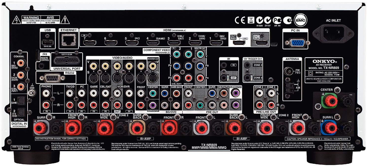 Onkyo TX-NR809 zwart - achterkant - AV Receiver