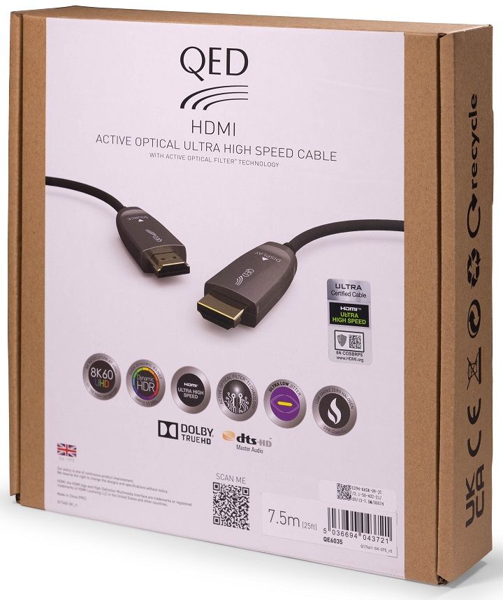 QED Performance Optical Ultra High Speed HDMI 7,5 m. - HDMI kabel