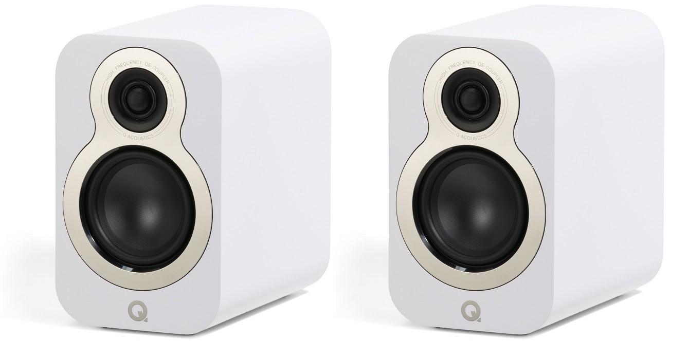 Q Acoustics 3010c wit satijn - paar - Boekenplank speaker