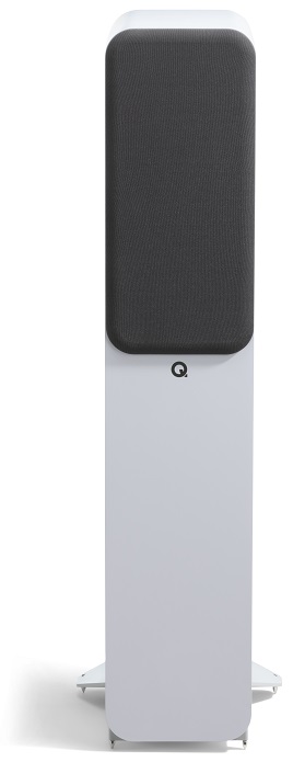 Q Acoustics 3050c wit satijn - frontaanzicht met grill - Zuilspeaker