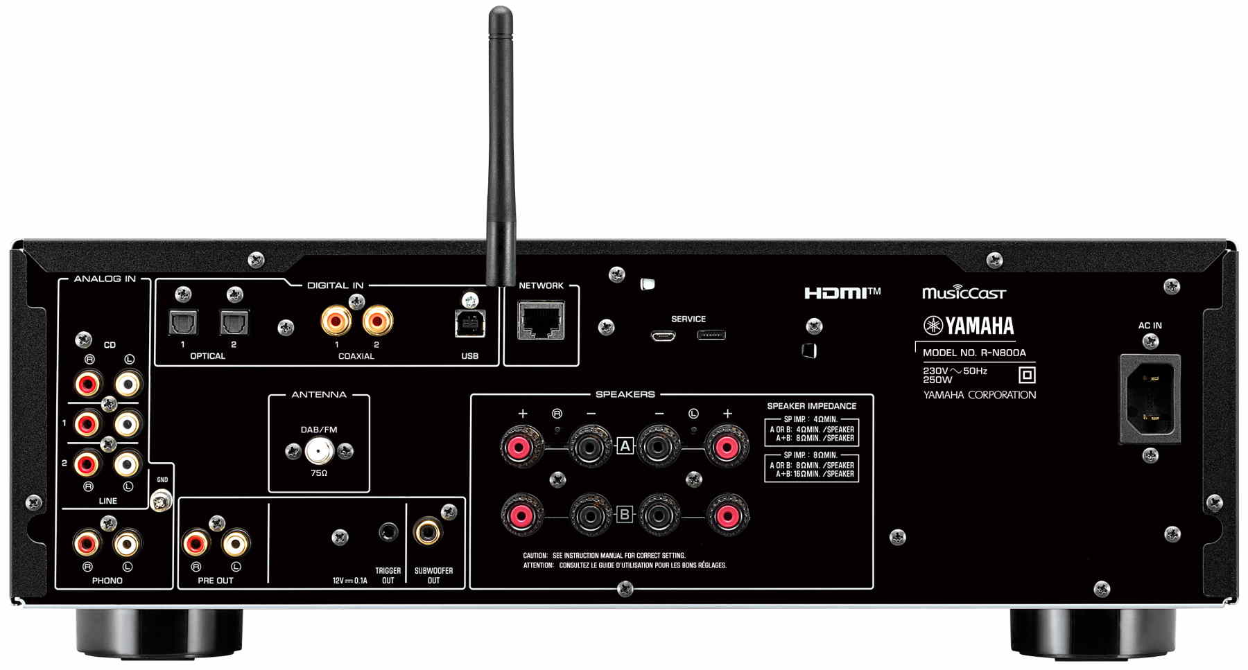 Yamaha R-N800A zwart - achterkant - Stereo receiver