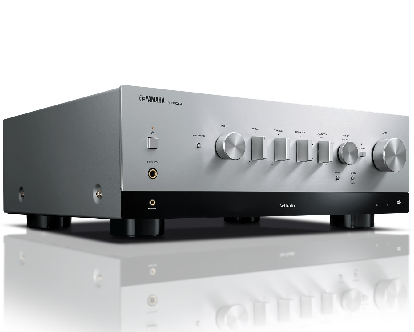 Yamaha R-N800A zilver - zij frontaanzicht - Stereo receiver